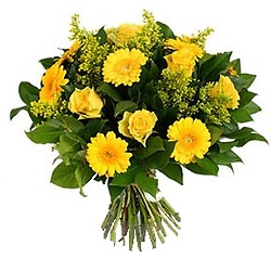 Bouquet Gerberas, roses et jaunes