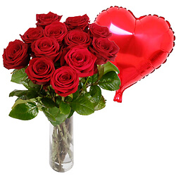 12 Long-stemmed red roses