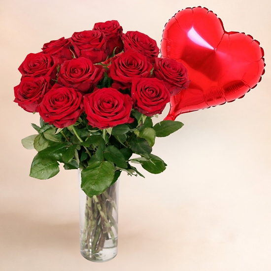 12 Grandes roses rouges