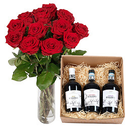 12 Long-stemmed red roses