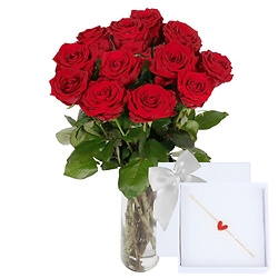 12 Long-stemmed red roses