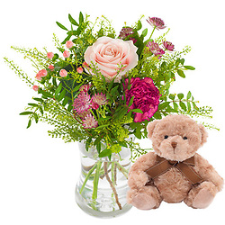 Bouquet Pink surprise & teddy